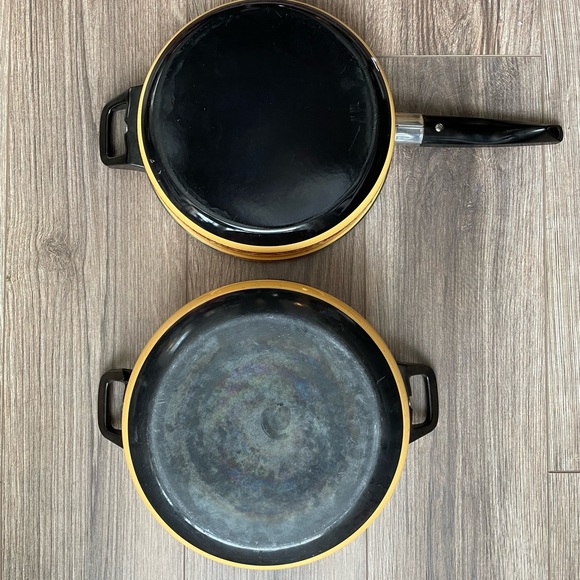 Vintage Red and Orange Cook Pot and Pan w/lid - Picture 6 of 7